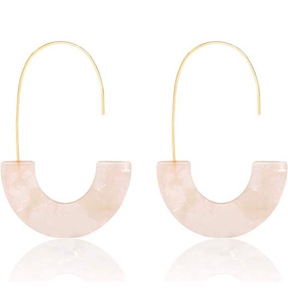 Acrylic Earrings Statement Tortoise Hoop Earrings in White - Picture 7 of 12